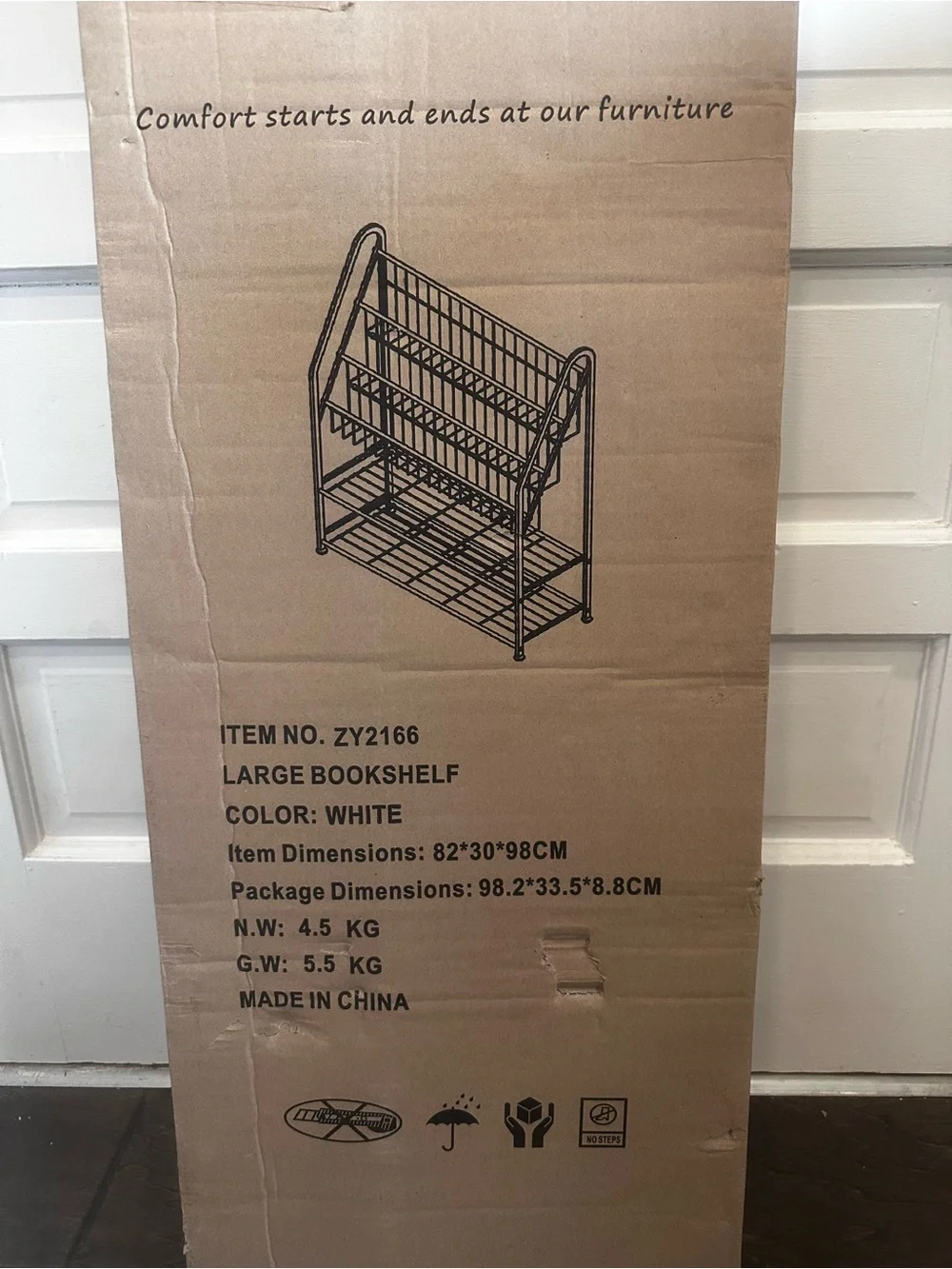 New In Box White Bookshelf Storage Organizer Alloy Steel